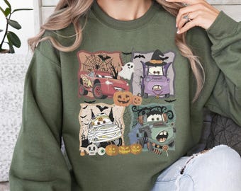 Halloween Cars Movie Characters Sweatshirt;Disneyland Sweater,Trick or Treat Gifts
