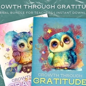 30 Day Gratitude Journal | Prompts Bundle for Teachers | Student and Teacher Versions | Wise Owls