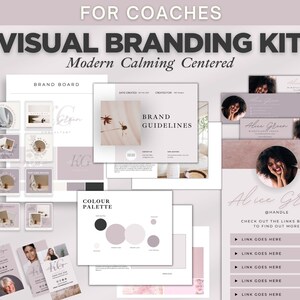Visual Branding Kit for Coaches | Modern Calming, Centered | Business Visual Branding Editable Templates | Edit in Canva | Brand Package