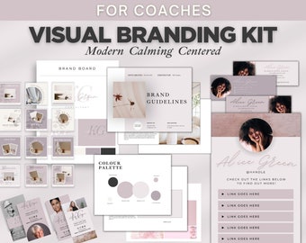 Visual Branding Kit for Coaches | Modern Calming, Centered | Business Visual Branding Editable Templates | Edit in Canva | Brand Package