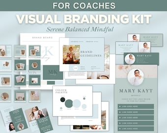 Kit de marca visual para coaches / Sereno, equilibrado y consciente / Plantillas editables de marca visual empresarial / Editar en Canva / Paquete de marca