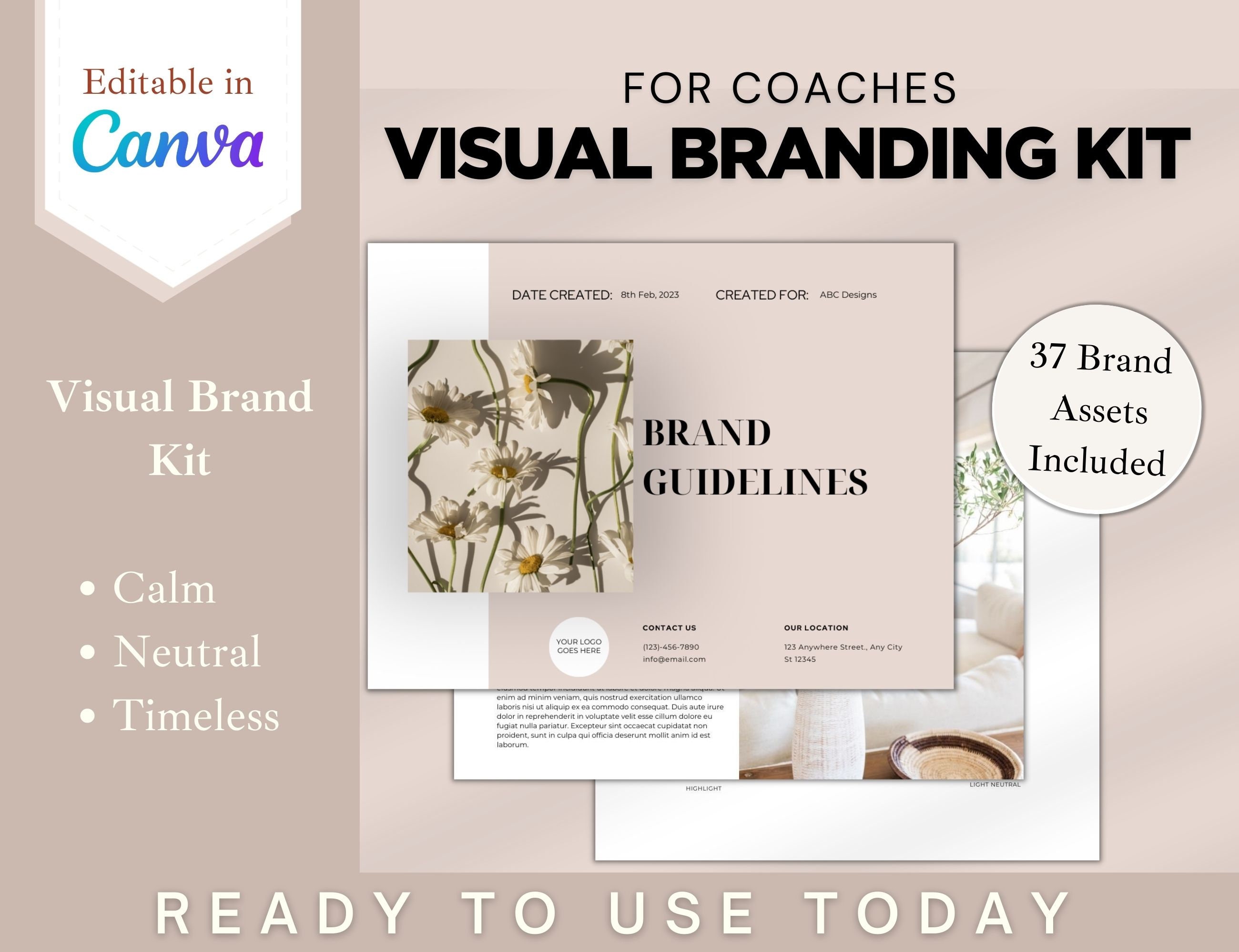 Coach Visual Channel Visual Branding Kit for Coaches | Calm, Neutral, Timeless | Business ...