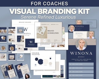 Visual Branding Kit for Coaches | Serene, Refined, Luxurious | Business Visual Branding Editable Templates | Edit in Canva | Brand Package