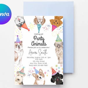 Quirky Dog Birthday Pawty Invitation| Puppy Party Invitation | Editable invitation| instant DOWNLOAD