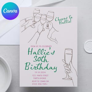 Scribble Cocktail Birthday Invitation: Editable Canva Template (Instant Download)