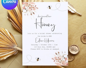 Editable Bee Bridal Shower Invitation: Wildflower Design (Digital Download)