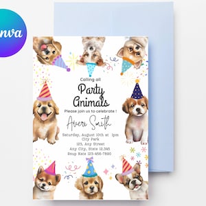 Quirky Dog Birthday Pawty Invitation| Puppy Party Invitation | Editable invitation| instant DOWNLOAD