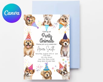 Dog Birthday Pawty Invitation: Editable Puppy Party (Digital Download)