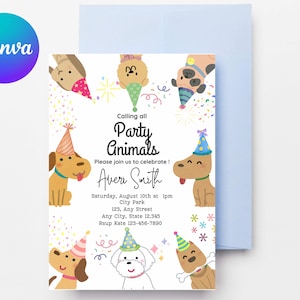 Quirky Dog Birthday Pawty Invitation| Puppy Party Invitation | Editable invitation| instant DOWNLOAD
