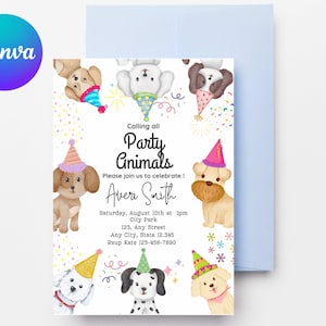 Quirky Dog Birthday Pawty Invitation| Puppy Party Invitation | Editable invitation| instant DOWNLOAD