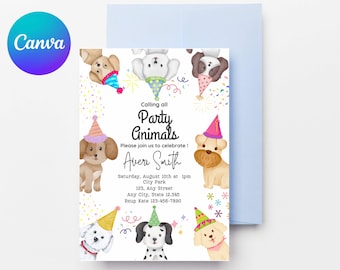 Dog Birthday Pawty Invitation: Editable Puppy Party (Digital Download)