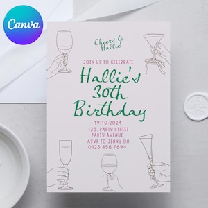 Scribble Cocktail Invitation: Editable Birthday Party Template (Digital Download)