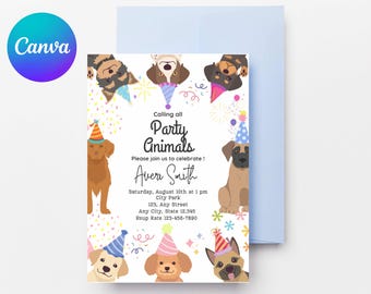Dog Birthday Pawty Invitation: Editable Puppy Party (Digital Download)