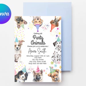 Quirky Dog Birthday Pawty Invitation| Puppy Party Invitation | Editable invitation| instant DOWNLOAD
