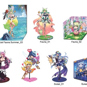Hololive Vtuber Suisei Ceres Fauna Ironmouse Panty and Stocking Acrylic Standee Figure Collection