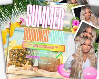 Summer Beauty Booking Flyer | Editable Canva Template (Instant Download)