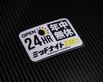 Midnight Konbini 24 Hour Transparent Sticker | JDM Car Sticker | Vinyl Decal