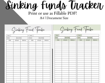 Printable Sinking Funds Tracker | fillable Savings Tracker | Vacation Savings Tracker | Savings Goals | Savings Challenge | Saving Money