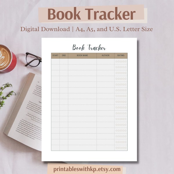 Minimalist Book Tracker, Printable Book Log, Great for Avid Readers, Students, Teachers | Reading Challenge Tracker, Book Loves Gift