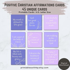Cartões de Afirmações Cristãs Diárias | Cartões de Afirmações Bíblicas para Imprimir | Cartões de Escrituras | Cartões de Afirmações sobre Deus para Mulheres Cristãs