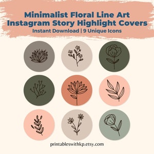 Minimalist Floral Instagram Highlight Covers | Botanical IG Highlight Covers | Earth Tone Flowers Instagram Story Highlight Icons