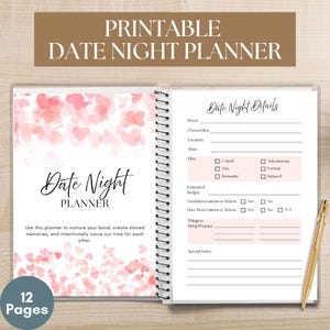 Printable Date Night Planner with Date Night Ideas, Couples Dates Planner, Date Night Memories, Date Planning Templates, Low Cost Dates
