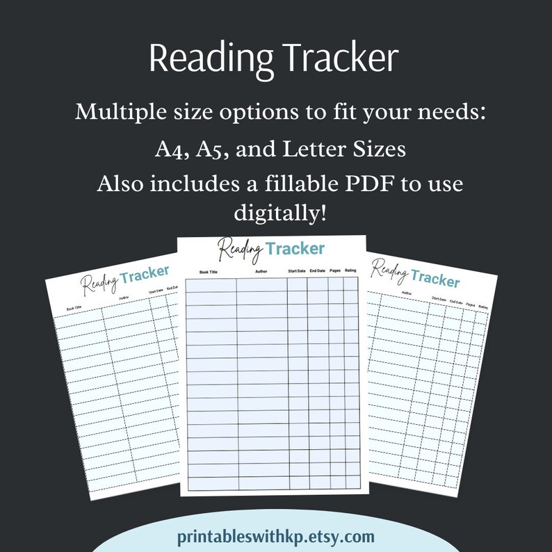 Printable and Digital Reading Log, Book Log, Great for Avid Readers