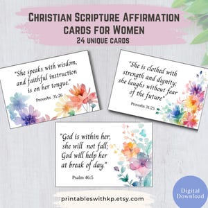 Bibelaffirmationskarten für Christen, tägliche Schriftkarten zum Ausdrucken, Schriftaffirmationskarten für christliche Frauen, Bibelstudienkit