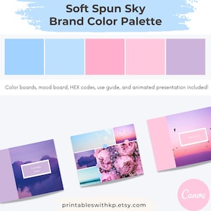 Pastel Color Palette and Mood Board, Canva Brand Template, Brand Kit with HEX Codes, Editable Color Palette, Small Business Branding