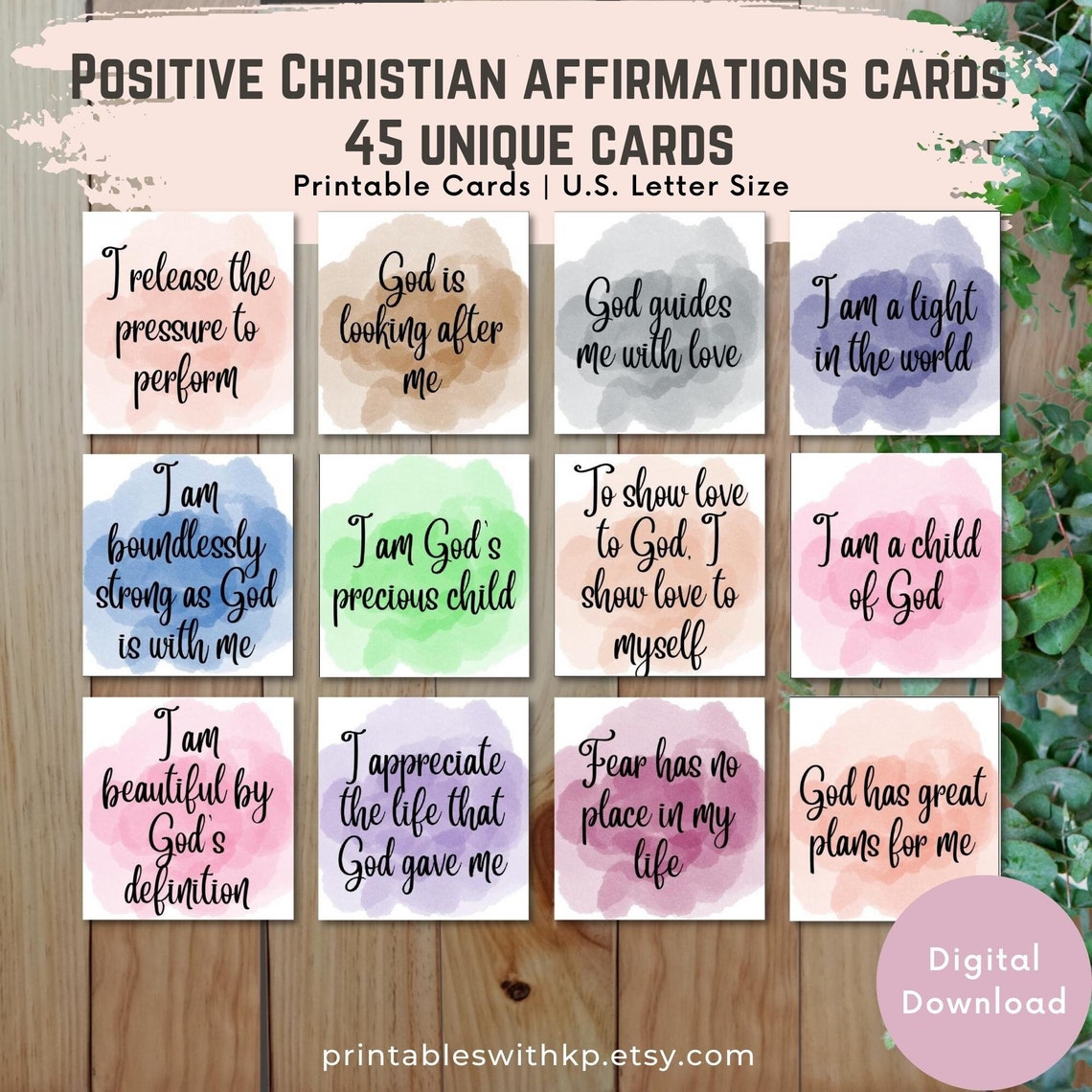 Christian Affirmation Cards Bible Affirmation Cards Printable Scripture ...