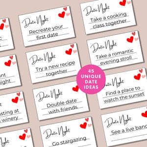Date Night Printable Cards, Date Night Ideas Jar, Couples Date Ideas, Date Night Challenges, Anniversary Gift, Bridal Shower Gift