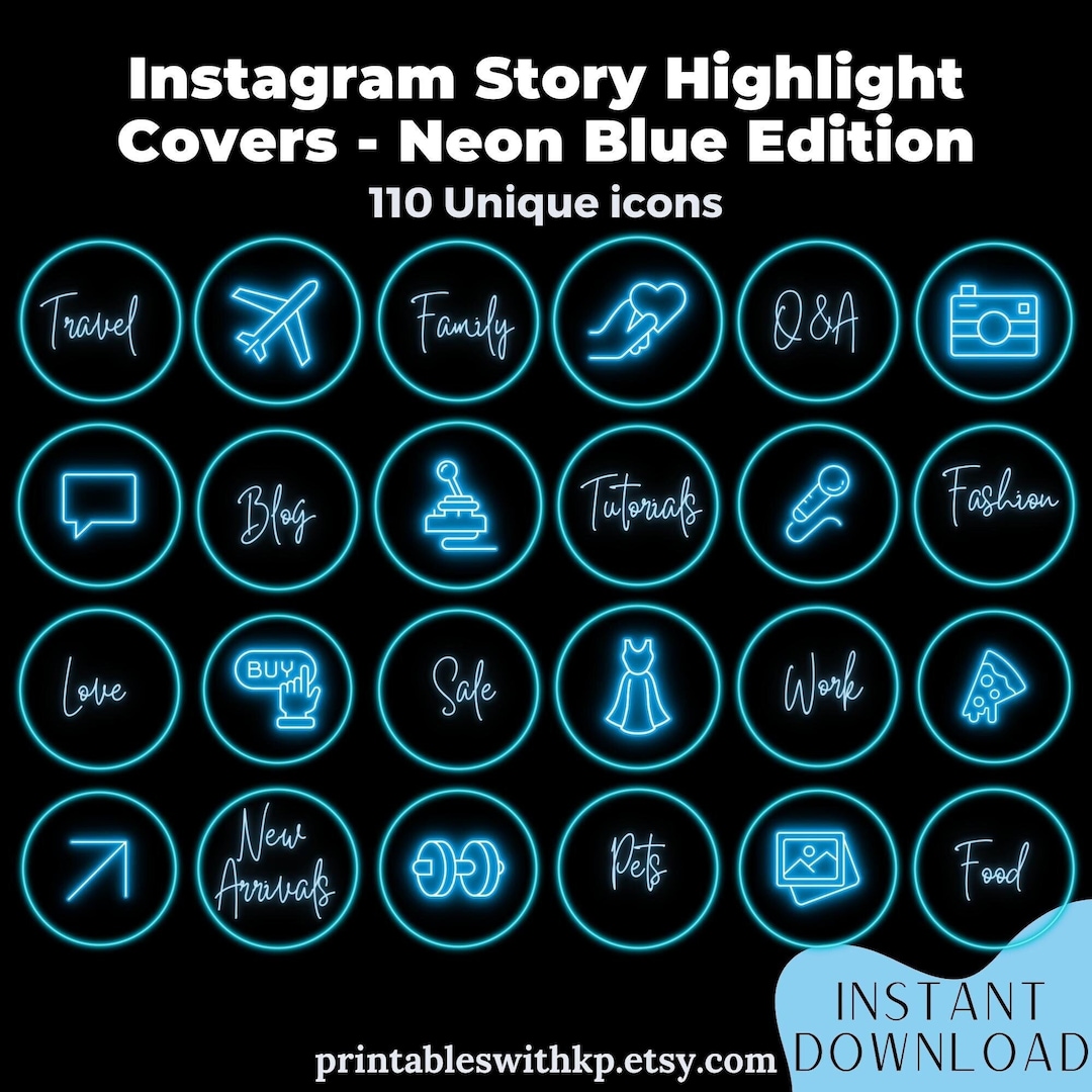 Instagram Highlight Covers Blue Ig Highlight Covers Instagram Story Highlight Icons Neon Blue Ig