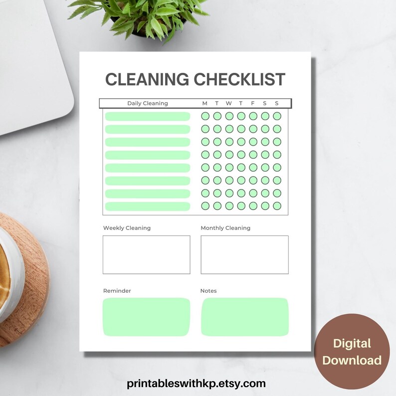 Printable Cleaning Checklist Weekly Cleaning Routine Home Chores