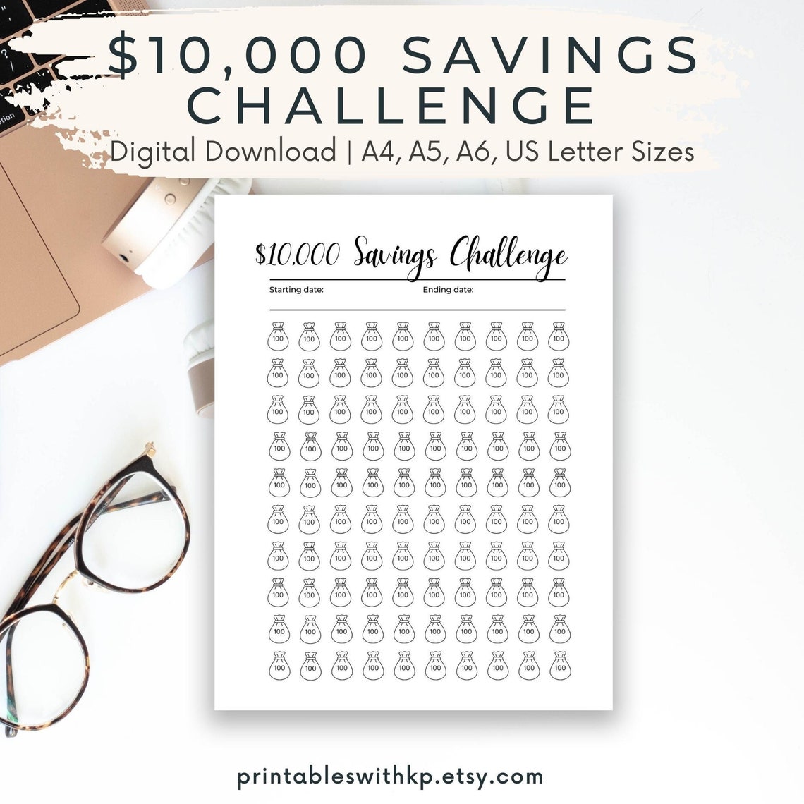 10,000 Savings Challenge Printable 10k Savings Challenge Printable ...