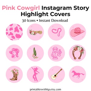 Instagram highlight covers Pink Western Boho, IG Story Icons, Rustic Texas Cowgirl Pink Social Media Branding, Girly Pink Country Aesthetic