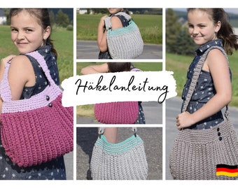 CROCHET INSTRUCTIONS + NORA + large crochet bag, beach bag, bag, shopping bag, shopping bag, instructions in German