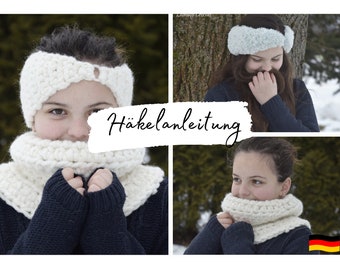 CROCHET INSTRUCTIONS + ODETTE + crochet headband and collar from fur yarn, adaptable to any yarn of any size, instructions in German