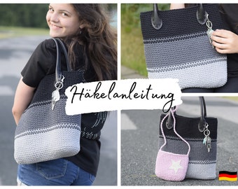 CROCHET PATTERN + BONNIE + Bag, crochet bag, shoulder bag, all sizes possible, instructions in German