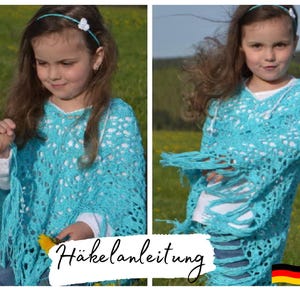 CROCHET PATTERN + MYRIA + summer poncho, hooded poncho, all sizes, instructions in German