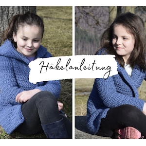 INSTRUÇÕES DE CROCHÊ + LEXI + Casaco básico com capuz em crochê todos os tamanhos, a partir do tamanho 74 criança - 56 mulher, raglan, instruções em alemão