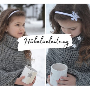 CROCHET PATTERN + DILARA + Poncho with collar for all sizes crochet from size 74- XL, cape, cloak, instructions in German