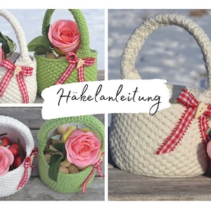 CROCHET PATTERN + ROMANCE + Easter basket, crochet Easter decoration, basket, gift, Easter, instructions in German
