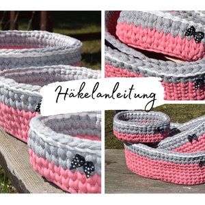 CROCHET INSTRUCTIONS + OVAL + Basic instructions with wooden bottom crochet, wool basket, toy basket, gift, crochet basket, instructions in German
