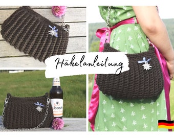 CROCHET PATTERN + RESI + Small crochet bag, Oktoberfest bag, purse, handbag, shopping bag, instructions in German