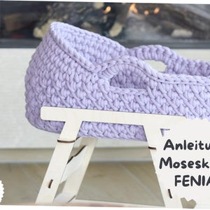 Crochet pattern + FENIA + Crochet doll Moses basket with roof, doll cradle, carrying basket, doll basket, Moses basket, in German and English