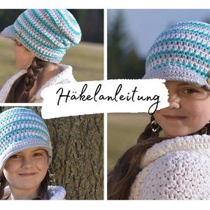 Crochet pattern + Chris + Beanie with brim, unisex, crochet boy beanie, sizes 38 - 60 cm, instructions in German