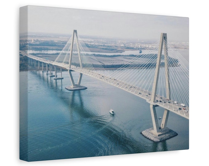 Ravenel Bridge Matte Canvas | Stretched | 1.25" | Wall Art | Home Décor | Print | Abstract Art | Living Room | Wall Hanging