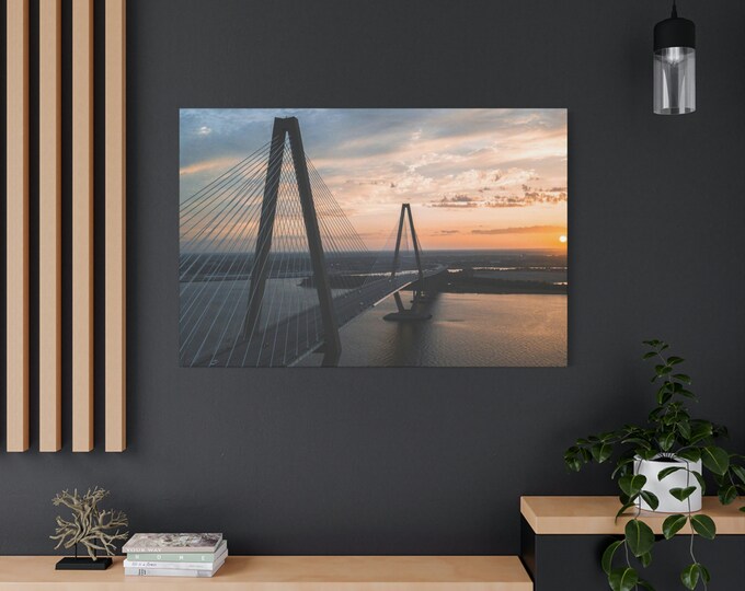 Ravenel Bridge Matte Canvas | Stretched | 1.25" | Wall Art | Home Décor | Print | Abstract Art | Living Room | Wall Hanging | Charleston SC