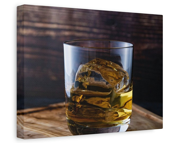 Matte Canvas | Stretched | 1.25" | Wall Art | Home Décor | Print | Abstract Art | Living Room | Wall Hanging | Bourbon | Whiskey Glass