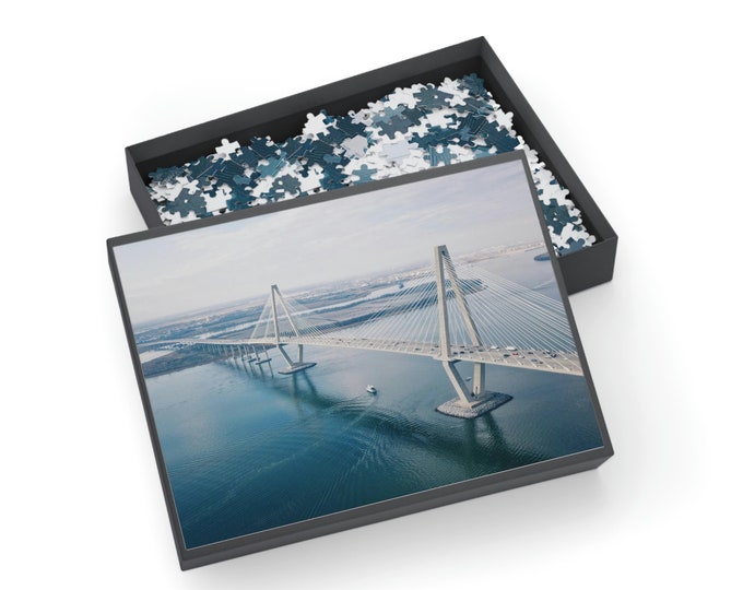 Ravenel Bridge JigSaw Puzzle 96, 252, 500, 1000 Piece | Charleston | Christmas Gift | Holiday Gift | Adult Puzzle